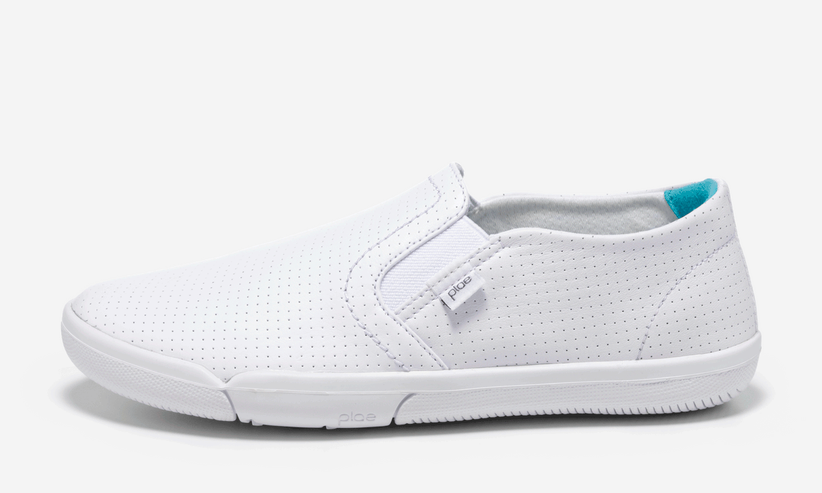 Mens white sales slip on plimsolls